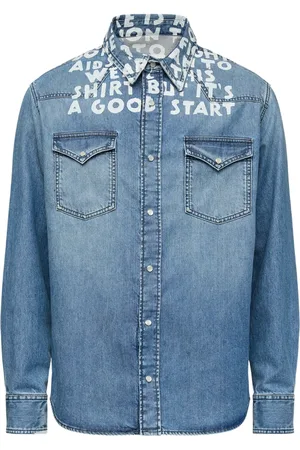 Maison Margiela Camisa de mezclilla con eslogan estampado