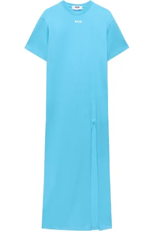 Msgm Vestido de algodóntejido de canalé con pliegues en la falda