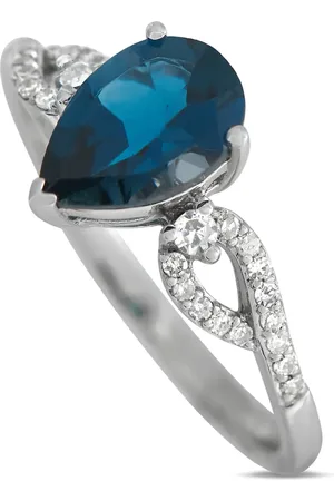 LB Exclusive Anillo en oro blanco de 14kt con topacio y diamante