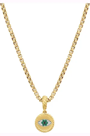 David Yurman Dije de amuleto Evil Eye en oro amarillo de 18kt con diamantes y esmeralda de 18.8mm