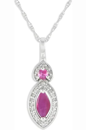 LB Exclusive Collar en oro blanco de 14kt con diamante y rubí