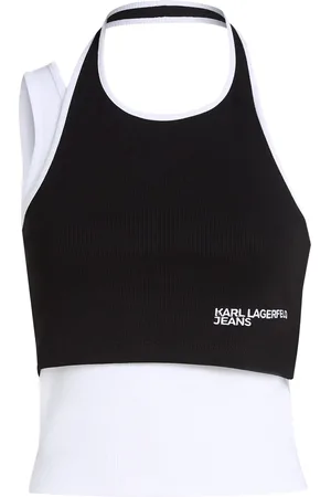Karl Lagerfeld Playera de canalé con estampado de bloque