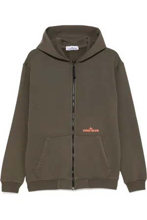 Stone Island Hoodie de tela polar en algodón