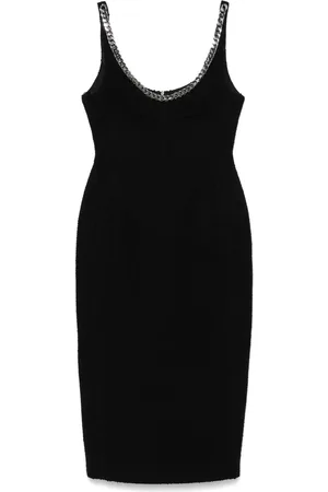DAVID KOMA Vestido midi con cuello de cadena gruesa