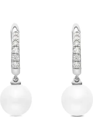 David Yurman Aretes en plata de ley con perla y diamante de 15.6mm