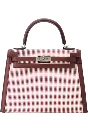 Hermès Bolsa satchel Kelly II Sellier 25 en piel Swift y Toile Quadrille 2023