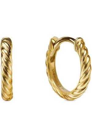 David Yurman Arracadas Sculpted Cable Micro en oro amarillo de 18kt (10.7mm)