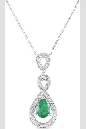 LB Exclusive Collar en oro blanco de 14kt con diamante y esmeralda