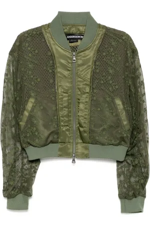 Andersson Bell Chamarra bomber con doble capa y logo