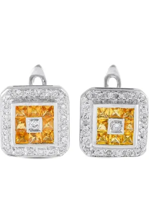 LB Exclusive Aretes en oro blanco de 14kt con diamante y zafiro