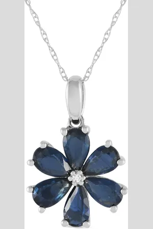 LB Exclusive Collar Flower en oro blanco de 14kt con diamante y zafiros