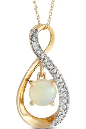 LB Exclusive Collar en oro amarillo de 14kt con diamante y ópalo