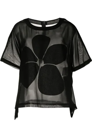 Comme des Garçons Playera semi transparante con estampado floral