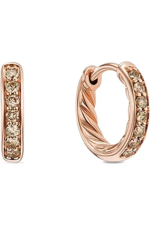 David Yurman Arracadas estilo huggie Petite Pavé en oro rosa de 18kt con diamantes de 12mm