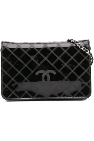 CHANEL Bolsa crossbody Wallet On Chain de charol con motivo de rombos con logo CC 2013-2014
