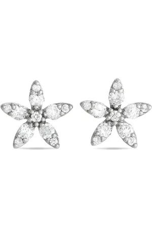 LB Exclusive Aretes Flower en oro blanco de 14kt con diamantes