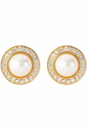 Dior Aretes de clip con detalles de perlas 1980 pre-owned