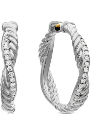 David Yurman Arracadas Petite Infinity en plata de ley con diamantes de 17.3mm
