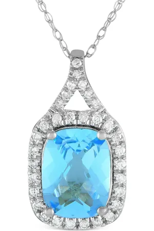 LB Exclusive Collar en oro blanco de 14kt con diamante y topacio