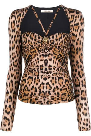 Roberto Cavalli Top con estampado de jaguar