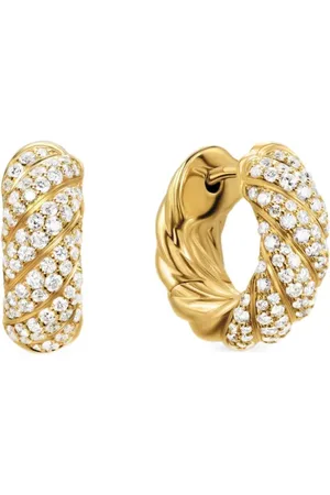 David Yurman Arracadas Sculpted Cable en oro amarillo de 18kt de diamante