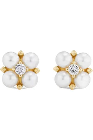 David Yurman Aretes Petite Modern Renaissance en oro amarillo de 18kt con diamantes y perla (7.8mm)