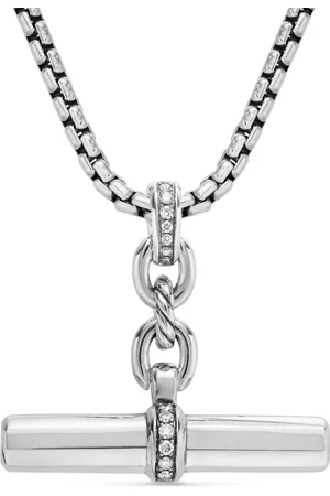 David Yurman Dije Lexington E/W Barrel en plata de ley con diamante de 32mm