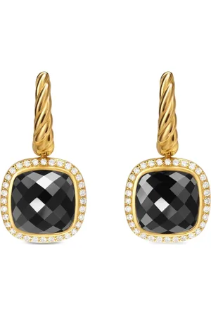 David Yurman Aretes Albion en oro amarillo de 18kt con diamantes y ónix de 26.3mm