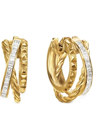 David Yurman Arracadas Crossover Multi Row en oro amarillo de 18kt con diamantes de 18mm
