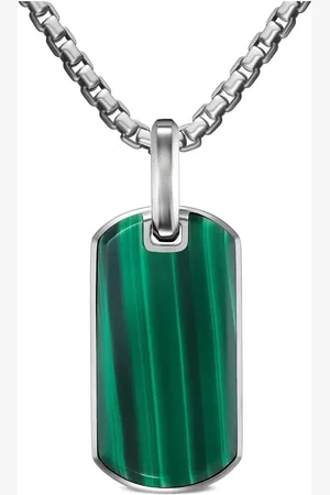 David Yurman Etiqueta Chevron en plata de ley con malaquita de 27mm