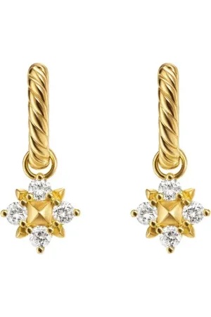 David Yurman Aretes Petite Modern Renaissance Pyramid en oro amarillo de 18kt con diamantes (18.8mm)