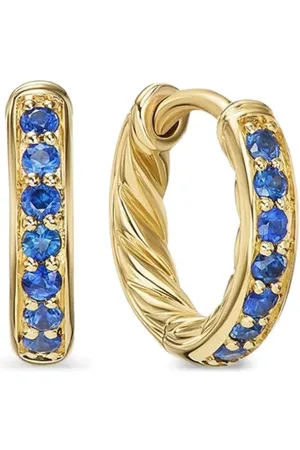 David Yurman Arracadas estilo huggie Petite Pavé en oro amarillo de 18kt de 12mm