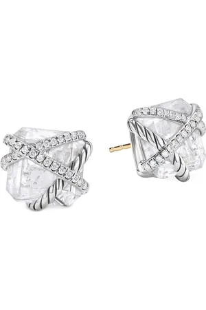 David Yurman Aretes Cable Wrap en plata de ley con diamantes de 12mm