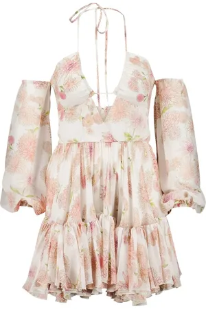 Giambattista Valli Vestido con volantes y estampado floral