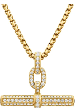 David Yurman Dije Lexington E/W Barrel en oro amarillo de 18kt con diamantes de 36mm