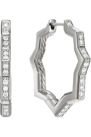 David Yurman Arracadas Zig Zag Stax en plata de ley con diamantes de 22.8mm