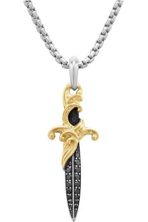 David Yurman Amuleto Waves Dagger en oro amarillo de 18kt y plata de ley con diamante (43.8mm)