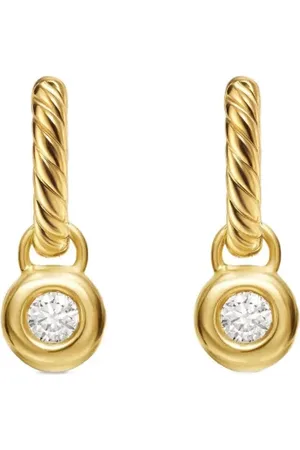 David Yurman Aretes Petite Cable en oro amarillo de 18kt con diamantes (17.5mm)