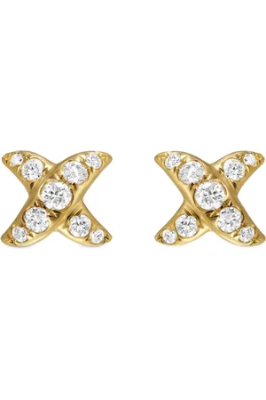 David Yurman Aretes Crossover X en oro amarillo de 18kt con diamantes de 6mm