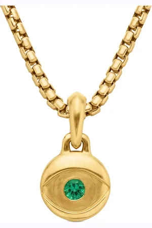 David Yurman Amuleto Evil Eye en oro amarillo de 18kt y esmeralda de 14.5mm