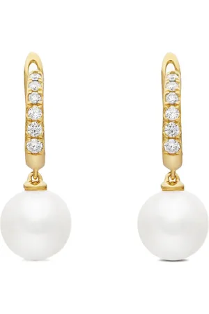 David Yurman Arracadas en oro amarillo de 18kt con diamantes y perla de 15.6mm
