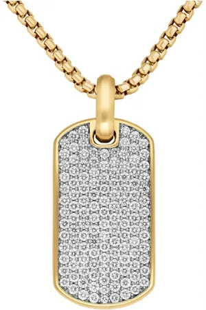 David Yurman Etiqueta Chevron en oro amarillo de 18kt con diamantes de 35mm