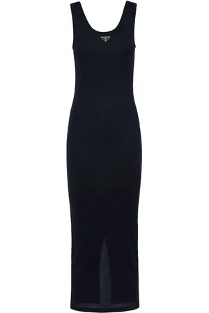 Prada Vestido tejido de canalé con logo triangular