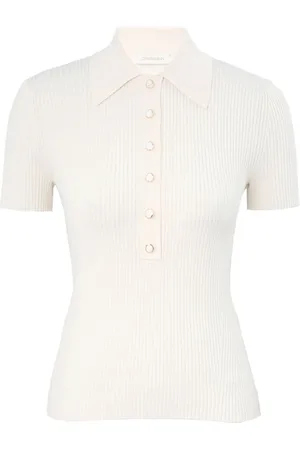 ZIMMERMANN Playera tipo polo de tejido canalé fino