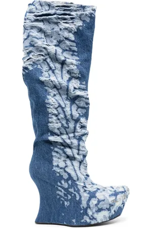 Masha Popova Botas de mezclilla con efecto envejecido