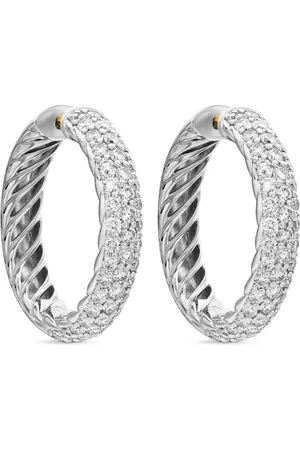 David Yurman Arracadas DY Mercer en plata de ley con diamante de 25.4mm