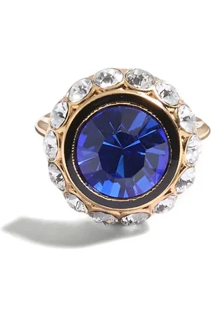 VALENTINO GARAVANI VLOGO SIGNATURE RING IN METAL, ENAMEL AND CRYSTALS