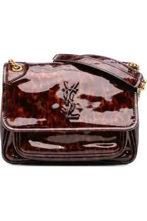 Saint Laurent Bolsa de hombro Leopard Print Niki baby de charol 2019