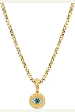 David Yurman Dije de amuleto Evil Eye en oro amarillo de 18kt con diamantes y esmeralda de 18.8mm