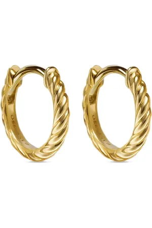 David Yurman Arracadas Sculpted Cable Micro en oro amarillo de 18kt (10.7mm)